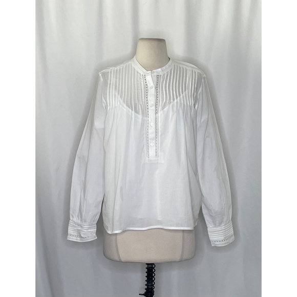 NWT!! J. CREW Pintuck Lace Trim Cotton Voile Solid White Top Blouse Preppy Small - Picture 3 of 16